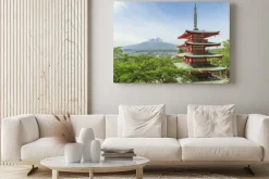 Obraz: Cel podróży - mt. fuji z czerwonym pagoda w spring, fujiyos