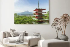 Obraz: Cel podróży - mt. fuji z czerwonym pagoda w spring, fujiyos