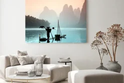 Obraz: Chiński mężczyzna połowów z kormorany ptaków