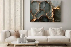 Obraz: Ciemnoszary abstrakcyjny marmur ze złotem