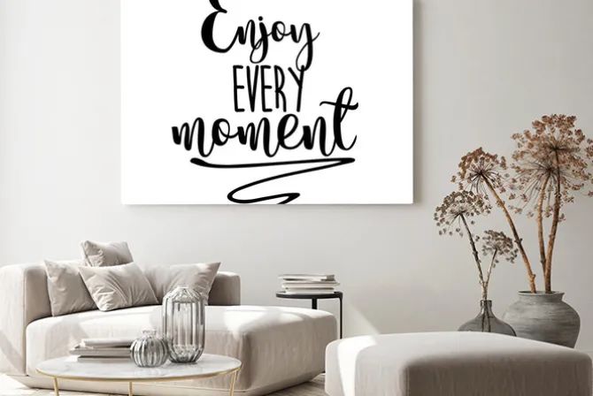 Obraz: Ciesz się każdą chwilą cytaty inspiracje liternictwo. kaligrafia