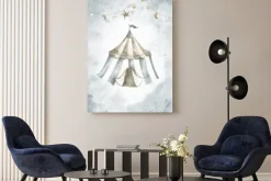 Obraz: Circus tent blue watercolor nursery baby illustration