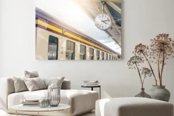 Obraz: Classic urban analog clock in train station terminal. concept