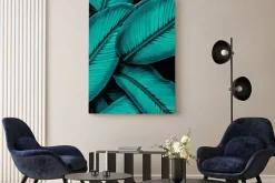 Obraz: Closeup nature view of tropical leaf, dark wallpaper concept,