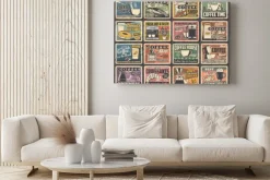 Obraz: Coffee cups and espresso machine grunge posters of cafe vector