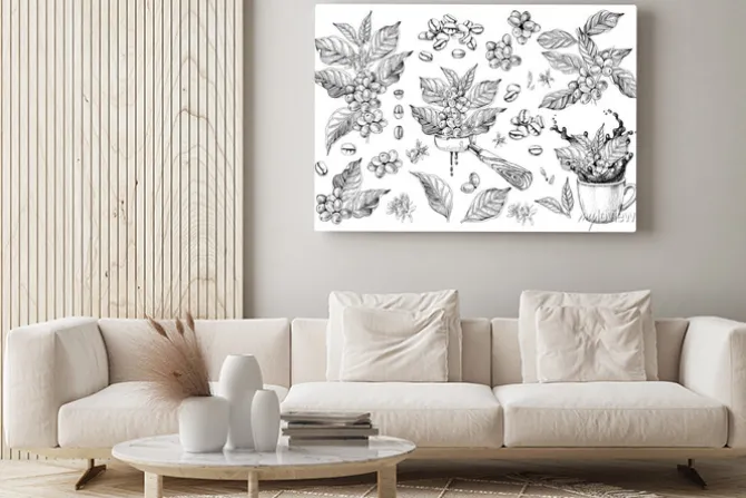Obraz: Coffee designs set with branches, beans, portafilter and cup