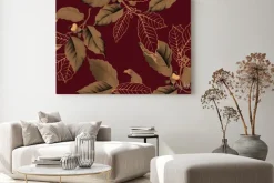 Obraz: Coffee tree seamless pattern, branch of coffee tree in golden