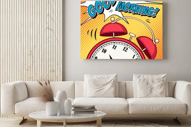 Obraz: Comic ilustracji z budzikiem w stylu pop