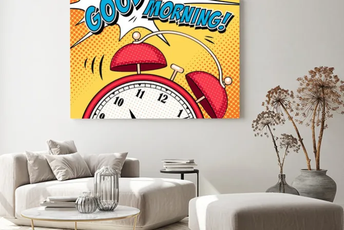 Obraz: Comic ilustracji z budzikiem w stylu pop