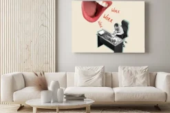 Obraz: Composition with angry abstract boss mouth shouting employeer,