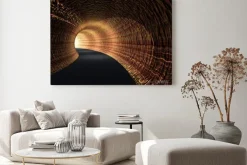 Obraz: Conceptual streszczenie tunel drogowy ze światłem na końcu