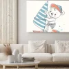 Obraz: Cute baby bear windsurfer cartoon hand drawn vector illustration.