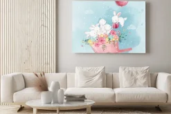 Obraz: Cute bunny playing on the cart