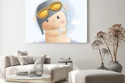 Obraz: Cute cartoon teddy bear in a pilot hat