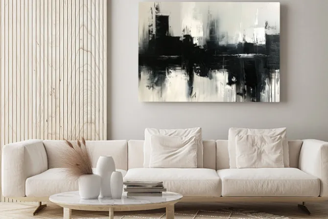 Obraz: Czarna abstrakcja nowoczesny malunek