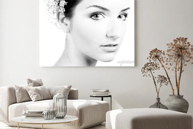 Obraz: Czarno-biały z bliska piękne kobiety