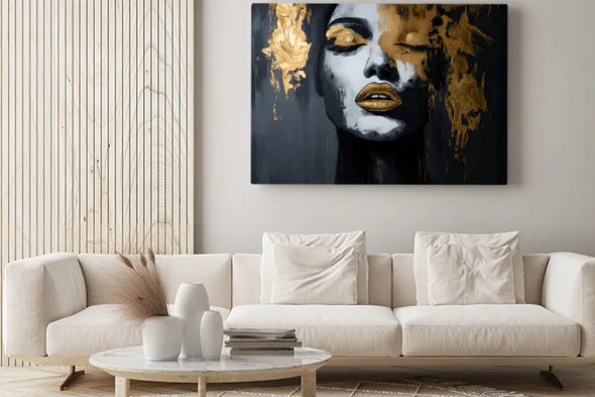 Obraz: Czarno-złoty portret kobiety