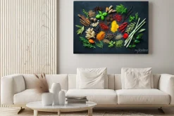 Obraz: Czarny stół z przyprawami