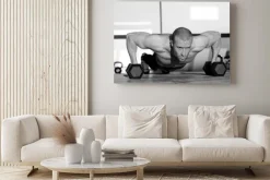Obraz: Człowiek gym push-up pushup siły z hantle