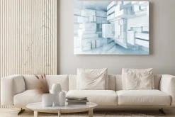 Obraz: 3d niebieskie tło high-tech z chaotycznych kostki