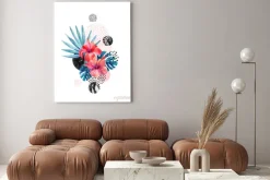 Obraz: Dekoracja z hibiskusami i liśćmi