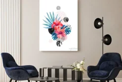 Obraz: Dekoracja z hibiskusami i liśćmi