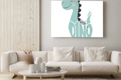 Obraz: Dinozaur chłopca ładny druk. małe fajne hasło i napis dino.