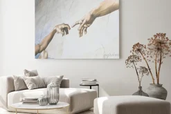 Obraz: Dłonie z fresku michała anioła stworzenie adama