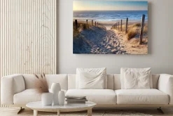 Obraz: Droga do plaży morza północnego w złotym słońcu