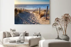 Obraz: Droga do plaży morza północnego w złotym słońcu