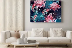 Obraz: Drukuj do projektowania tkanin z ryb i kwiatów