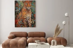 Obraz: Dziki kot gepard wśród barwnych roślin