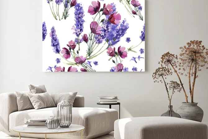 Obraz: Dziki kwiat lawendy wzór w stylu akwarela izolowane.