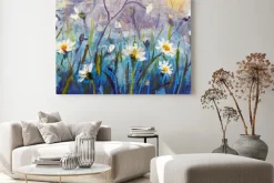 Obraz: Dzikie kwiaty na niebieskim tle pola