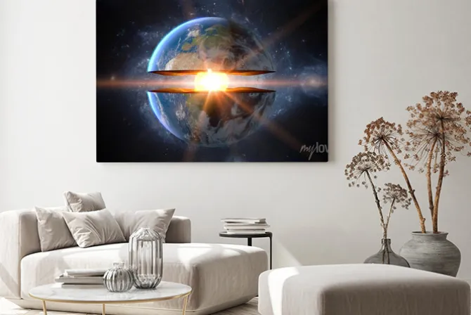 Obraz: Earth core. inner structure with geological layers. 3d rendering