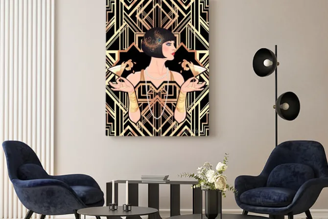 Obraz: Elegancka kobieta w stylu art deco