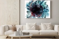 Obraz: Fashion tropical vector illustration with palm leaves and ink