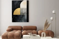 Obraz: Figury geometryczne w stylu akwareli na ciemnym tle