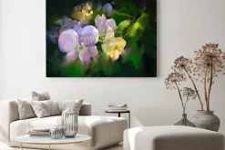 Obraz: Fioletowe i żółte storczyki w stylu malarskim