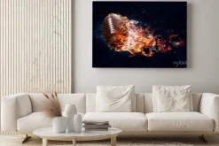 Obraz: Futbolowa piłka w płomieniach