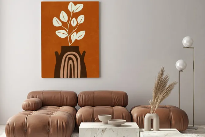 Obraz: Gałązka z liśćmi w wazonie