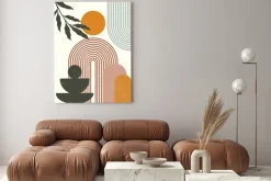 Obraz: Geometryczne kształty i rośliny w stylu boho