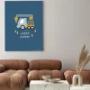 Obraz: Hand drawn cute cars - truck, tractor, cargo crane, bulldozer,