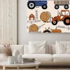 Obraz: Hand drawn tractors and farmhouse seamless vector pattern. perfect