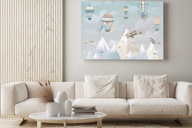 Obraz: Ilustracja balony nad górami