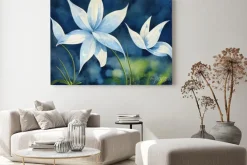 Obraz: Ilustracja kwiaty z kroplami wody