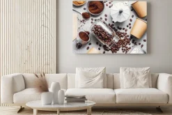 Obraz: Ingredients for making coffee flat lay