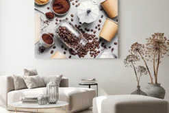 Obraz: Ingredients for making coffee flat lay