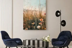 Obraz: Łąka późnym latem z suchą trawą i kwiatami