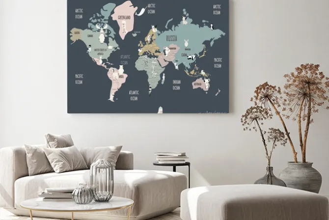 Obraz: Kids nursery world map for wallpaper printing of philipsburg